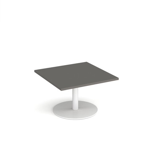 Monza circular coffee table with flat round white base 800mm - Onyx Grey