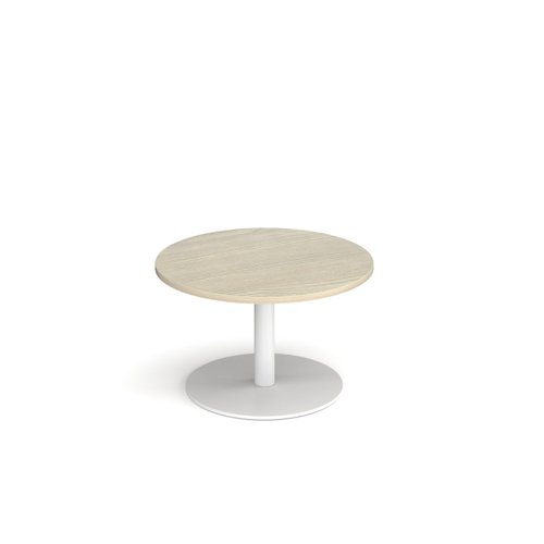 Monza circular coffee table with flat round white base 800mm - made to order
