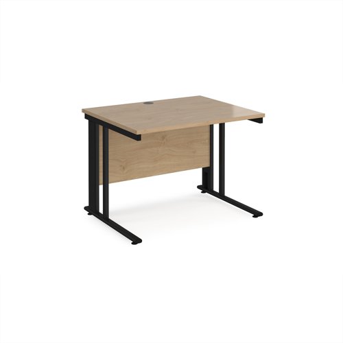 Maestro 25 straight desk 1000mm x 800mm - black cable managed leg frame, kendal top