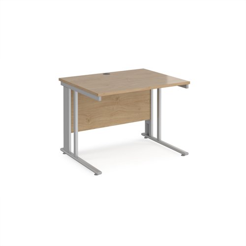 Maestro 25 straight desk 1000mm x 800mm - silver cable managed leg frame, kendal top