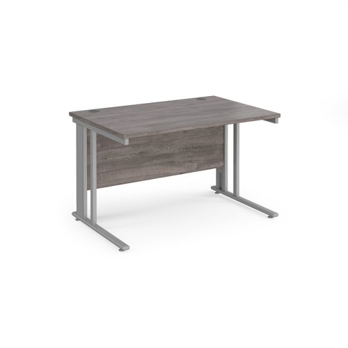 Maestro 25 straight desk 1200mm x 800mm - silver cable managed leg frame, grey oak top