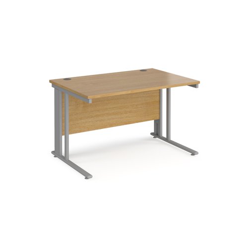 Maestro 25 straight desk 1200mm x 800mm - silver cable managed leg frame, oak top
