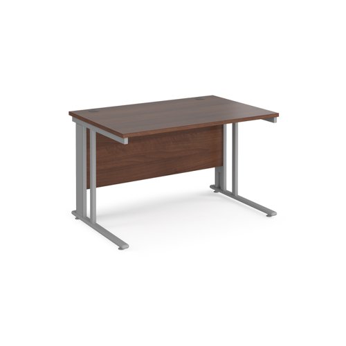 Maestro 25 straight desk 1200mm x 800mm - silver cable managed leg frame, walnut top