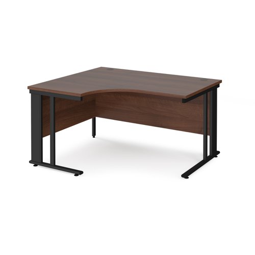 Office Desk Left Hand Corner Desk 1400mm Walnut Top With Black Frame 1200mm Depth Maestro 25 Mcm14elkw