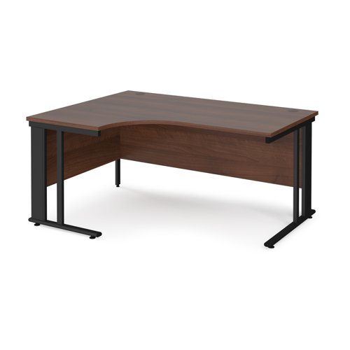 Office Desk Left Hand Corner Desk 1600mm Walnut Top With Black Frame 1200mm Depth Maestro 25 Mcm16elkw