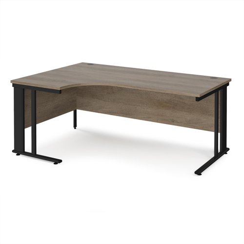 Maestro 25 left hand ergonomic desk 1800mm wide - black cable managed leg frame, nebraska oak top