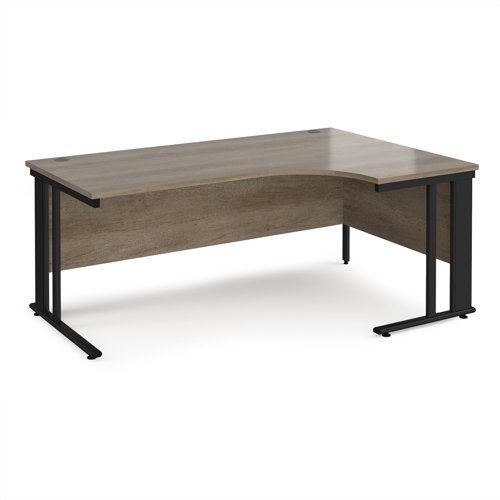 Maestro 25 right hand ergonomic desk 1800mm wide - black cable managed leg frame, nebraska oak top