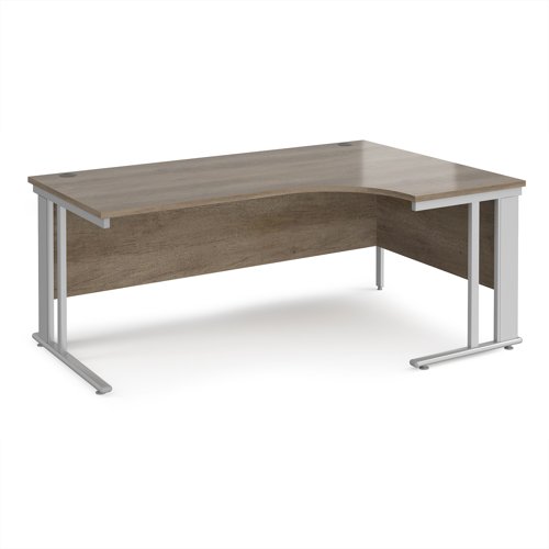 Maestro 25 right hand ergonomic desk 1800mm wide - silver cable managed leg frame, nebraska oak top