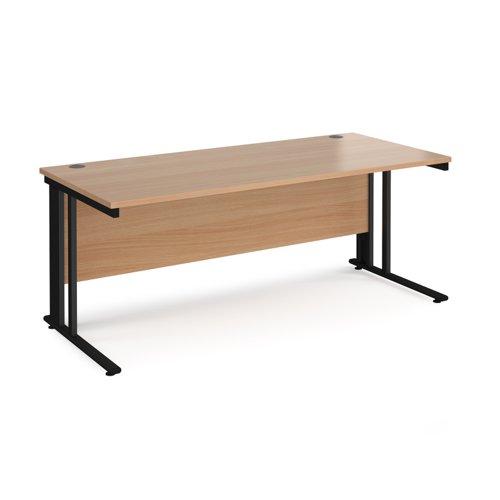 Maestro 25 straight desk 1800mm x 800mm - black cable managed leg frame, beech top