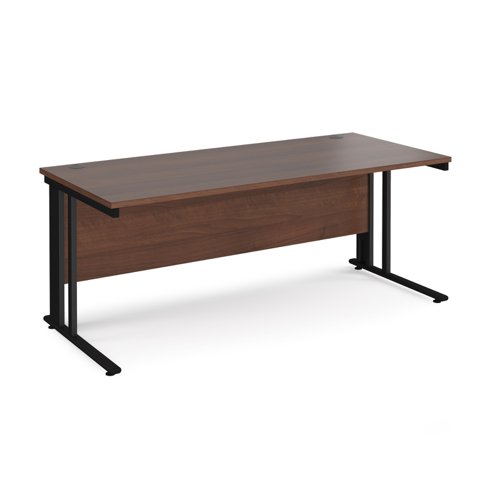 Office Desk 1800mm Rectangular Desk With Cable Managed Leg Walnut Tops With Black Frames Maestro 25