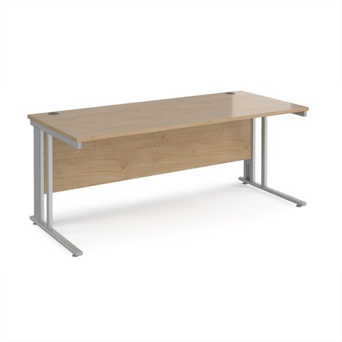 Maestro 25 straight desk 1800mm x 800mm - silver cable managed leg frame, kendal top