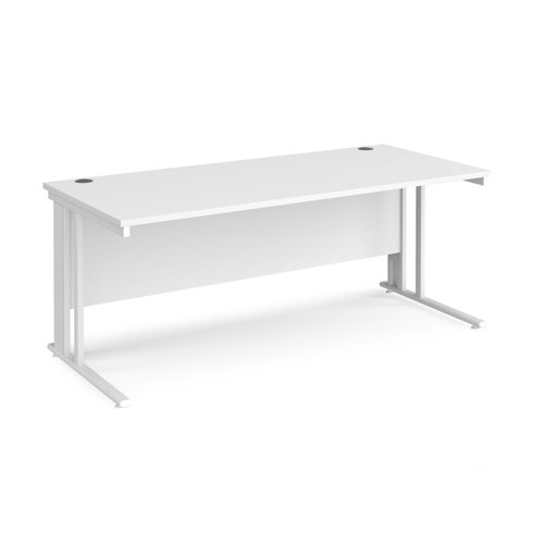 Maestro 25 straight desk 1800mm x 800mm - white cable managed leg frame, white top