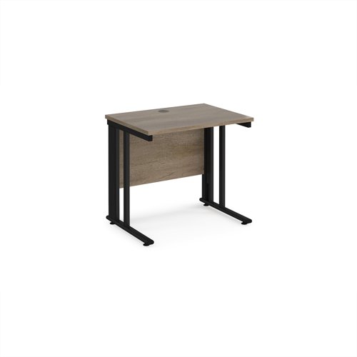 Maestro 25 straight desk 800mm x 600mm - black cable managed leg frame, Nebraska Oak top