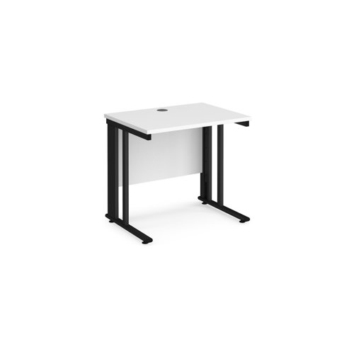 Maestro 25 Straight Desk 800mm X 600mm Black Cable Managed Leg Frame White Top