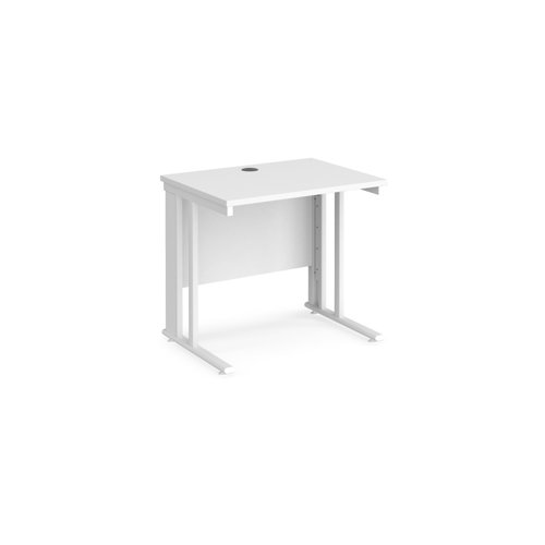 Maestro 25 Straight Desk 800mm X 600mm White Cable Managed Leg Frame White Top