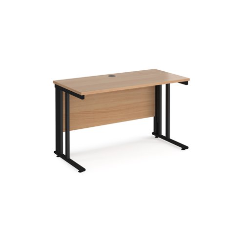 Maestro 25 straight desk 1200mm x 600mm - black cable managed leg frame, beech top