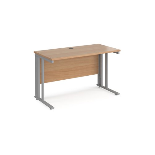 Maestro 25 straight desk 1200mm x 600mm - silver cable managed leg frame, beech top
