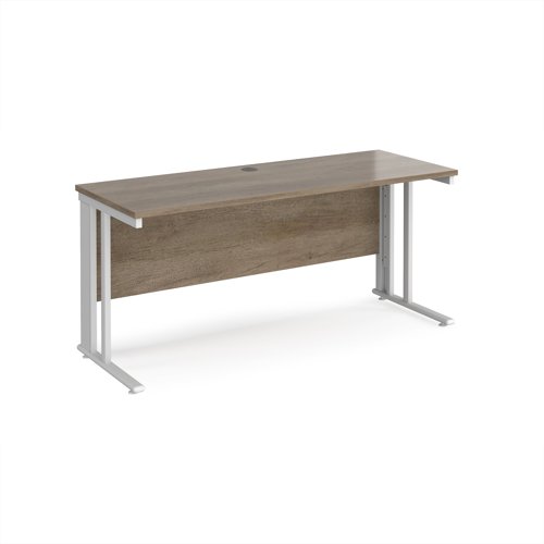 Maestro 25 straight desk 1600mm x 600mm - white cable managed leg frame, Nebraska Oak top