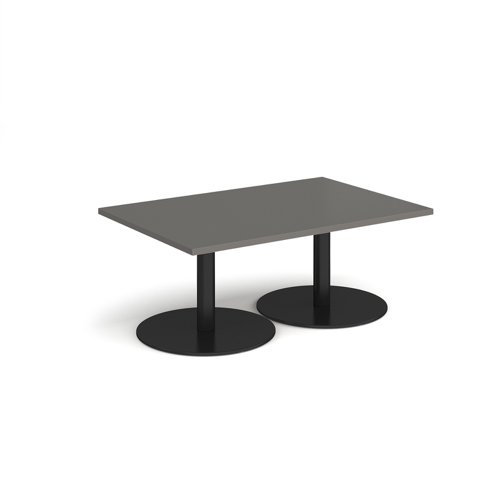 Monza rectangular coffee table with flat round black bases 1200mm x 800mm - Onyx Grey