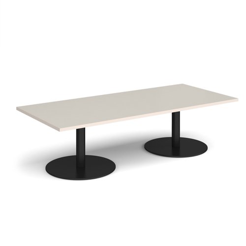 Monza rectangular coffee table with flat round black bases 1800mm x 800mm - Light Grey