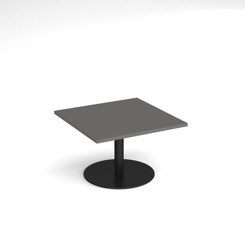 Monza square coffee table with flat round black base 800mm - Onyx Grey