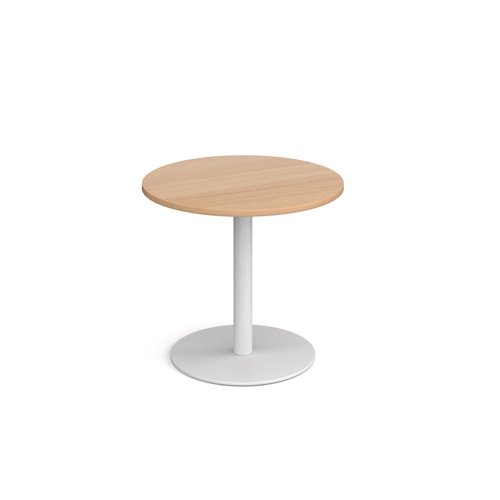 Monza Circular Dining Table With Flat Round White Base 800mm Beech