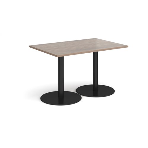 Monza rectangular dining table with flat round black bases 1200mm x 800mm - barcelona walnut