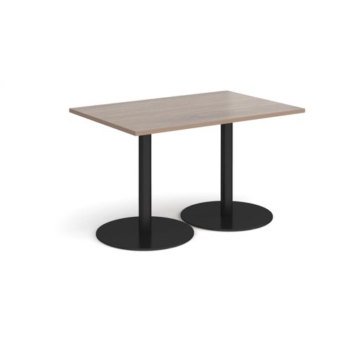 Monza Rectangular Dining Table With Flat Round Black Bases 1200mm X 800mm Barcelona Walnut