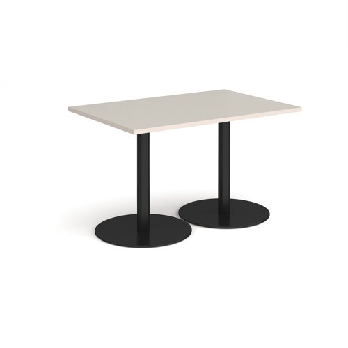 Monza rectangular dining table with flat round black bases 1200mm x 800mm - Light Grey
