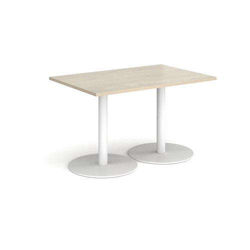 Monza rectangular dining table with flat round white bases 1200mm x 800mm - made to order