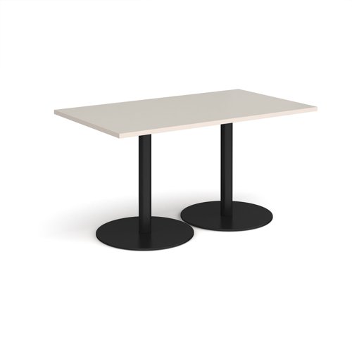 Monza rectangular dining table with flat round black bases 1400mm x 800mm - Light Grey