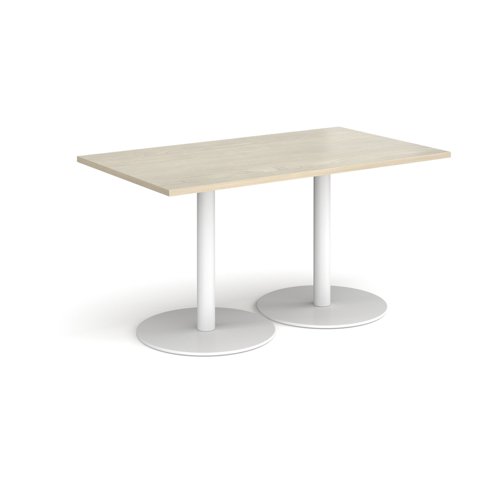 Monza rectangular dining table with flat round white bases 1400mm x 800mm - made to order