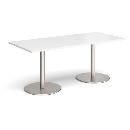 Monza rectangular dining table with flat round bases 