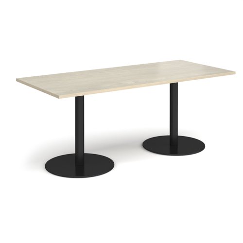 Monza rectangular dining table with flat round black bases 1800mm x 800mm - made to order