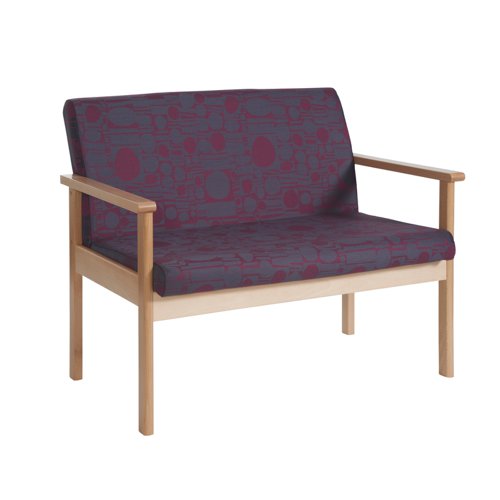 Meavy modular beech wooden frame double chair with arms 1050mm wide - made to order
