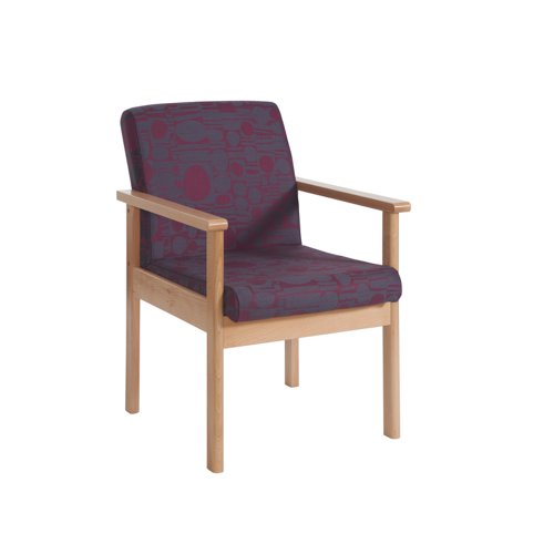 Meavy modular beech wooden frame single chair with arms 570mm wide - made to order