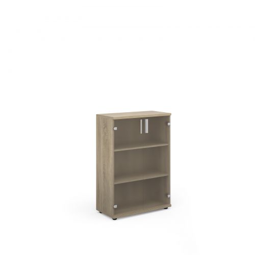 Magnum low cupboard with glass doors 1130mm high - light oak