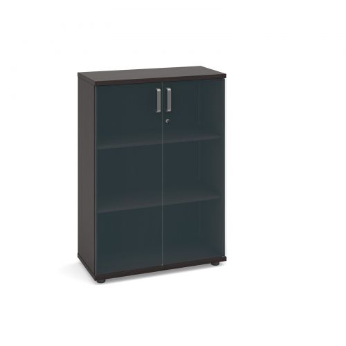 Magnum low cupboard with glass doors 1130mm high - dark oak