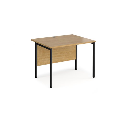 Maestro 25 straight desk 1000mm x 800mm - black H-frame leg, oak top