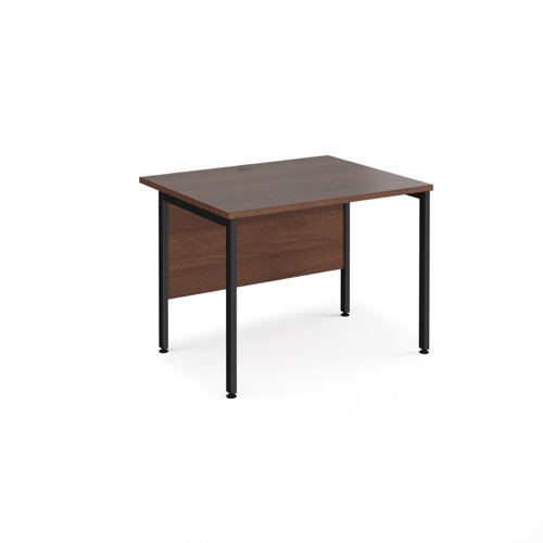Maestro 25 straight desk 1000mm x 800mm - black H-frame leg, walnut top