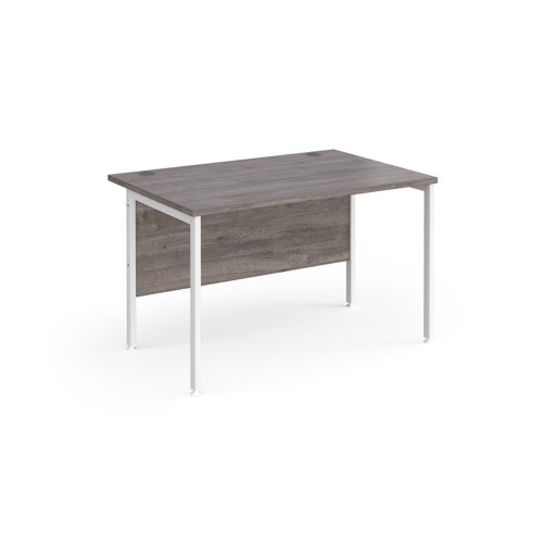 Maestro 25 Straight Desk 1200mm X 800mm White H Frame Leg Grey Oak Top