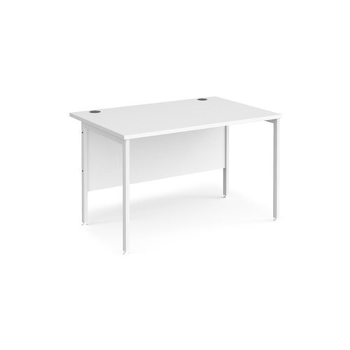 Maestro 25 straight desk 1200mm x 800mm - white H-frame leg, white top