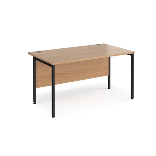 Maestro 25 straight desk 1400mm x 800mm - black H-frame leg, beech top