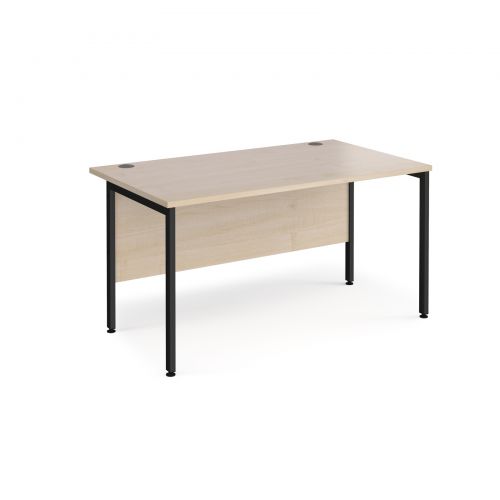 Maestro 25 straight desk 1400mm x 800mm - black H-frame leg and maple top