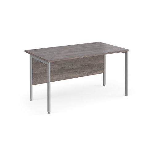 Maestro 25 Straight Desk 1400mm X 800mm Silver H Frame Leg Grey Oak Top