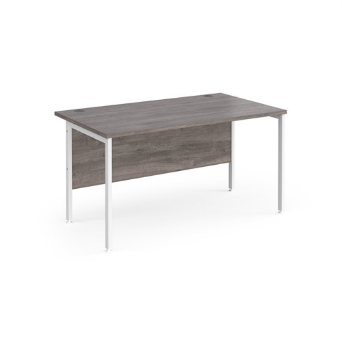 Maestro 25 Straight Desk 1400mm X 800mm White H Frame Leg Grey Oak Top