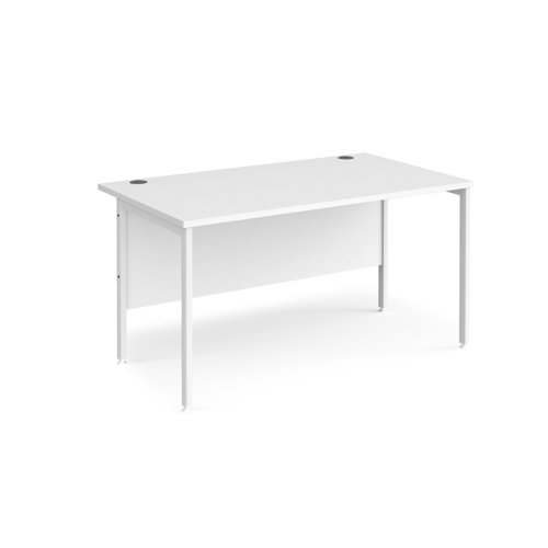 Maestro 25 straight desk 1400mm x 800mm - white H-frame leg, white top