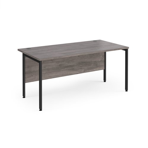 Maestro 25 Straight Desk 1600mm X 800mm Black H Frame Leg Grey Oak Top