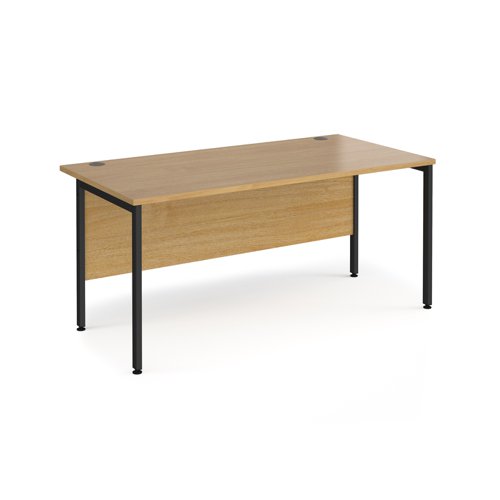 Maestro 25 straight desk 1600mm x 800mm - black H-frame leg, oak top