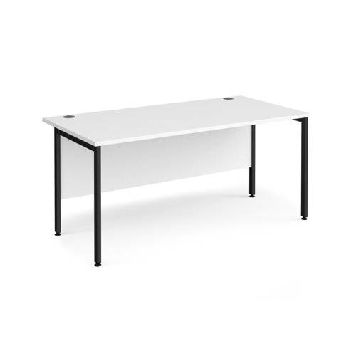 Maestro 25 straight desk 1600mm x 800mm - black H-frame leg, white top